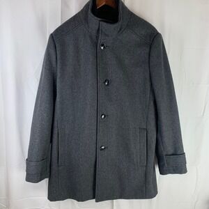 Marc‎ New York Andrew Marc Coat Mens M Grey Wool Blend Double Layer Car Coat